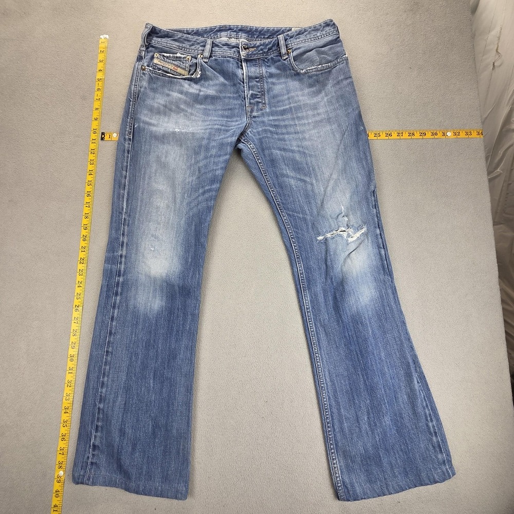 Diesel Jeans Mens 33x32 Blue Zatiny Altered Hem Bootcut Made in Italy 008XR